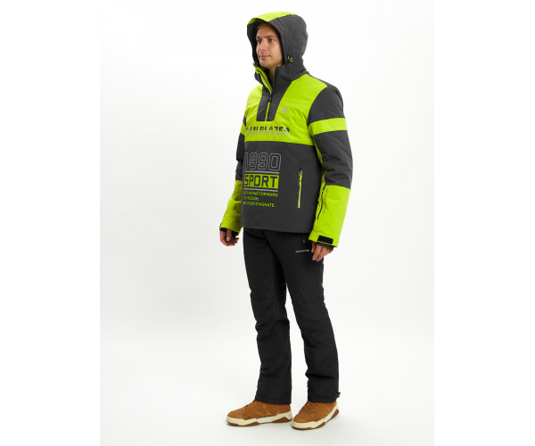 Горнолыжная куртка анорак мужская зеленого цвета 77024Z