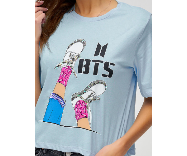 Топ футболка женская голубого цвета 15008Gl