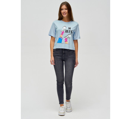 Топ футболка женская голубого цвета 15008Gl