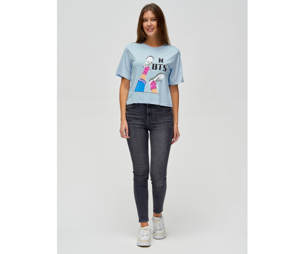 Топ футболка женская голубого цвета 15008Gl