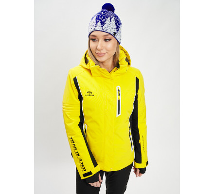 Горнолыжная куртка женская желтого цвета 77034J
