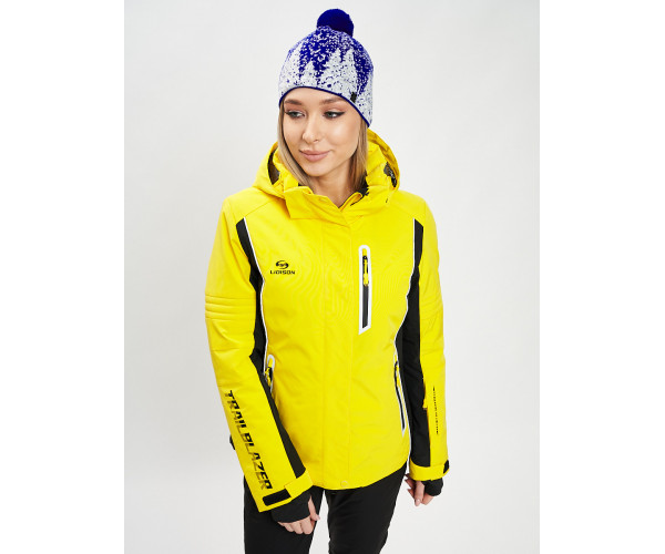 Горнолыжная куртка женская желтого цвета 77034J