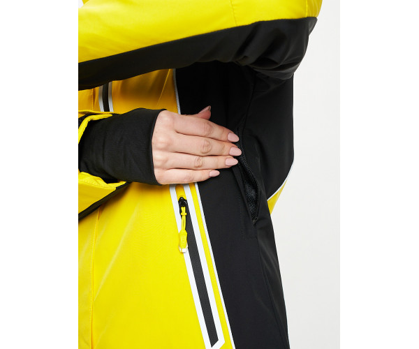 Горнолыжная куртка женская желтого цвета 77034J