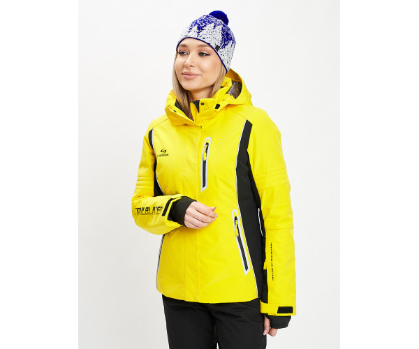Горнолыжная куртка женская желтого цвета 77034J
