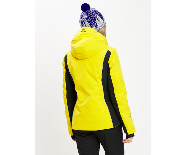 Горнолыжная куртка женская желтого цвета 77034J