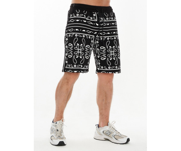 Костюм шорты и футболка оверсайз черного цвета 9168Ch