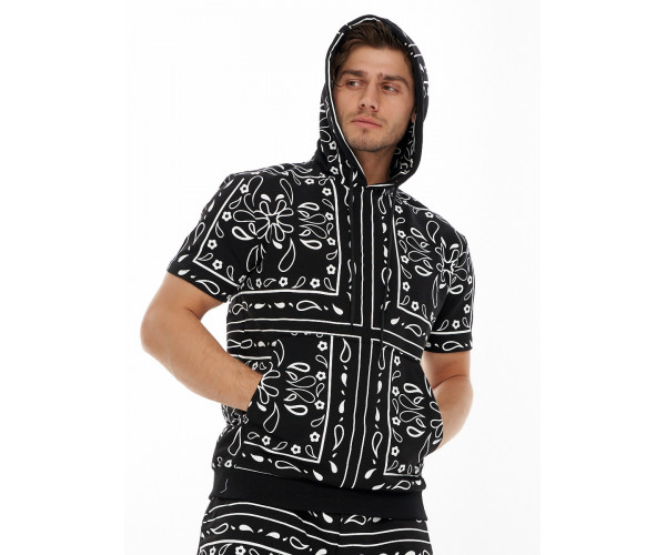 Костюм шорты и футболка оверсайз черного цвета 9168Ch