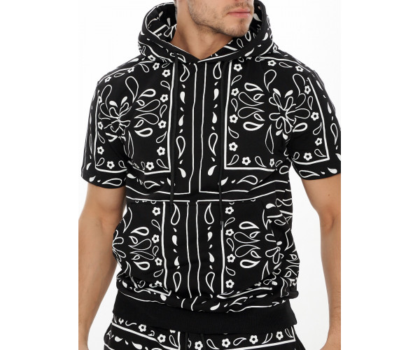 Костюм шорты и футболка оверсайз черного цвета 9168Ch