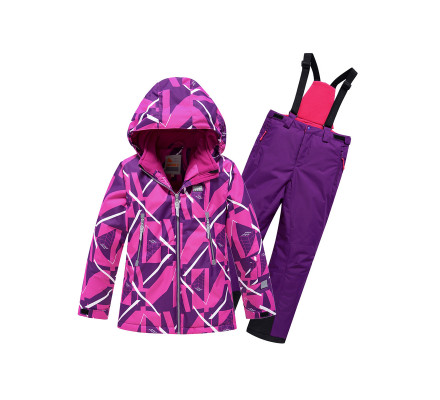 Горнолыжный костюм Valianly для девочки малинового цвета 9020M
