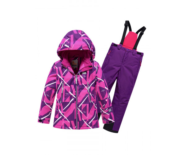 Горнолыжный костюм Valianly для девочки малинового цвета 9020M