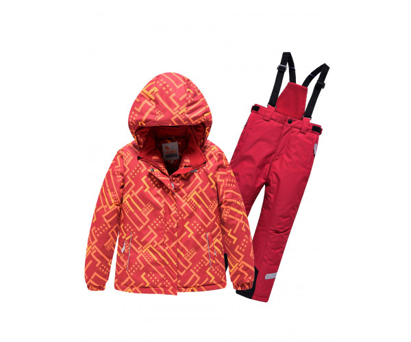Детский зимний костюм горнолыжный персикового цвета 9014P