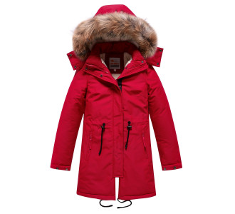 Подростковая для девочки зимняя парка красного цвета 9046Kr