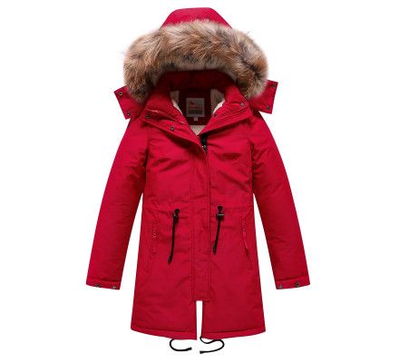 Подростковая для девочки зимняя парка красного цвета 9046Kr