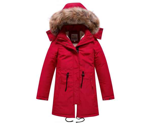 Подростковая для девочки зимняя парка красного цвета 9046Kr
