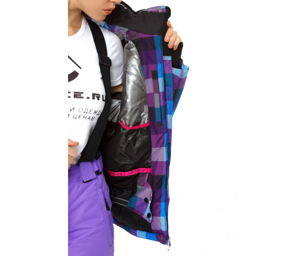 Женская зимняя горнолыжная куртка фиолетового цвета 1807F