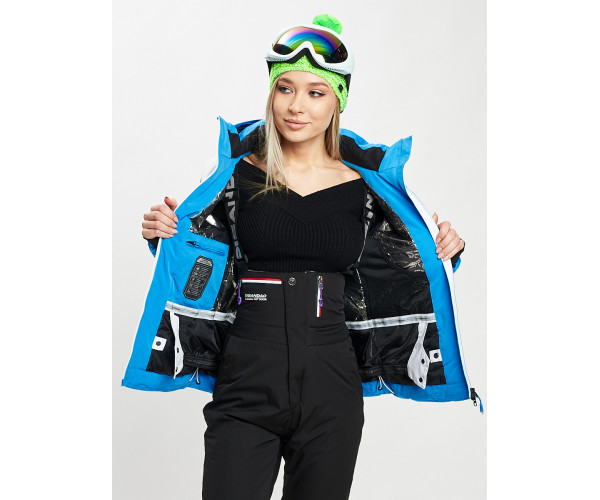 Горнолыжная куртка женская синего цвета 77030S