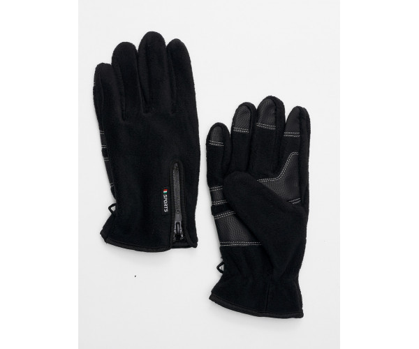 Перчатки мужские на флисе черного цвета 699Ch