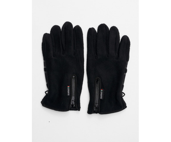Перчатки мужские на флисе черного цвета 699Ch