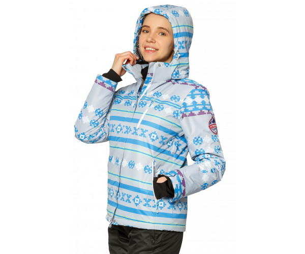 Женская зимняя горнолыжная куртка серого цвета 1795Sr