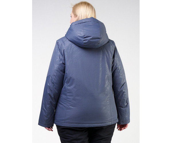 Женская зимняя горнолыжная куртка большого размера синего цвета 21982S