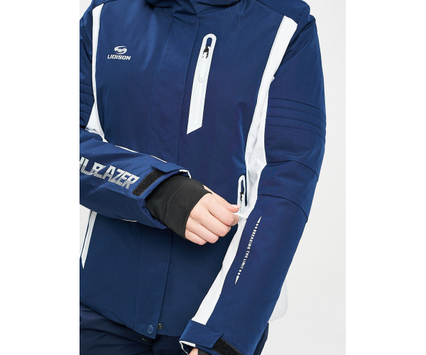 Горнолыжный костюм женский темно-синего цвета 077034TS