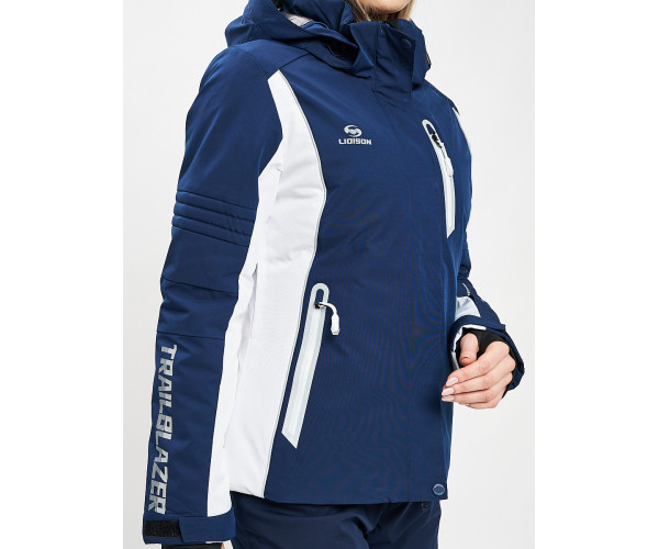 Горнолыжный костюм женский темно-синего цвета 077034TS