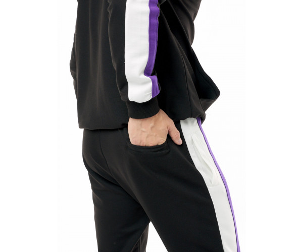 Спортивный костюм трикотажный черного цвета 9157Ch