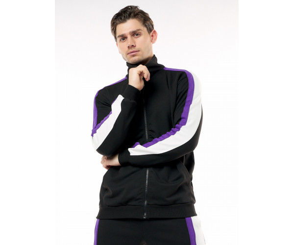 Спортивный костюм трикотажный черного цвета 9157Ch