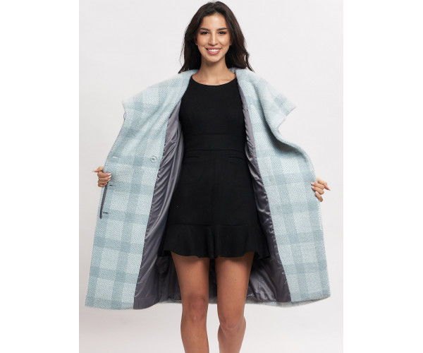 Пальто зимнее женское голубого цвета 4017Gl