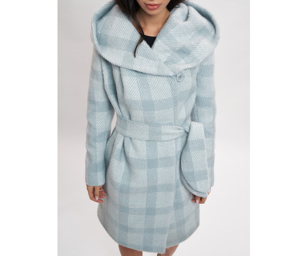 Пальто зимнее женское голубого цвета 4017Gl