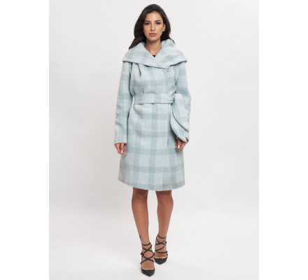Пальто зимнее женское голубого цвета 4017Gl