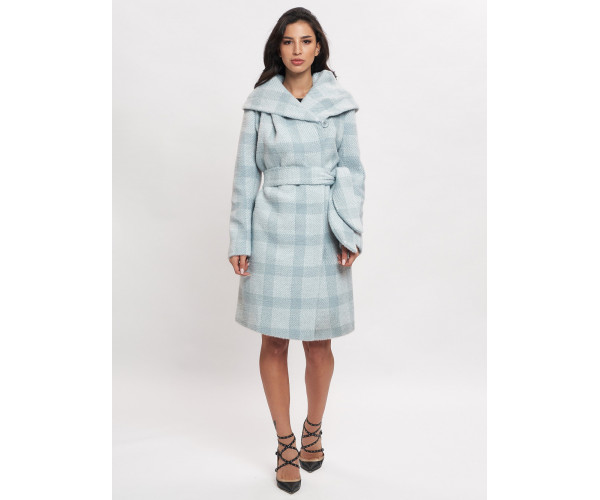 Пальто зимнее женское голубого цвета 4017Gl