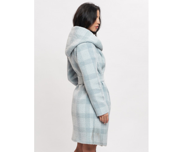 Пальто зимнее женское голубого цвета 4017Gl