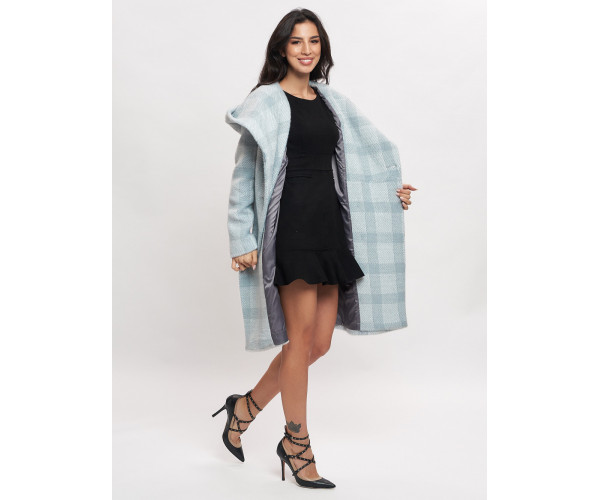 Пальто зимнее женское голубого цвета 4017Gl