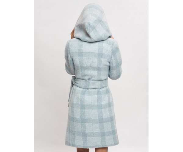 Пальто зимнее женское голубого цвета 4017Gl
