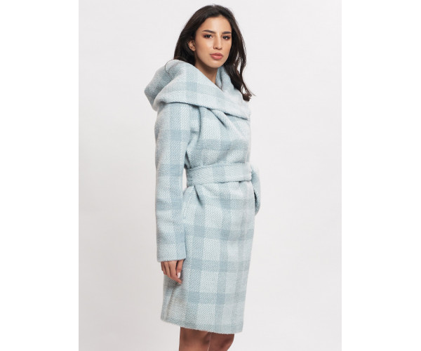 Пальто зимнее женское голубого цвета 4017Gl