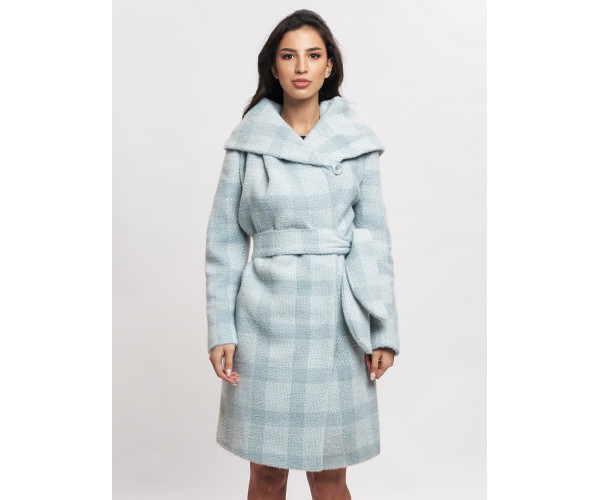 Пальто зимнее женское голубого цвета 4017Gl