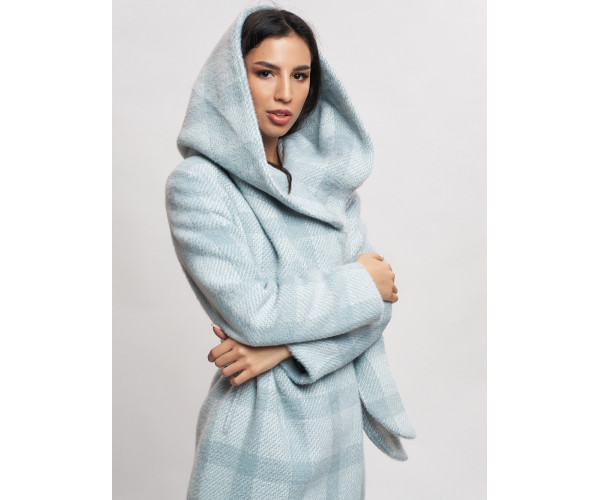 Пальто зимнее женское голубого цвета 4017Gl