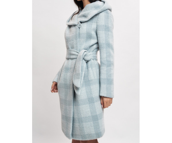 Пальто зимнее женское голубого цвета 4017Gl