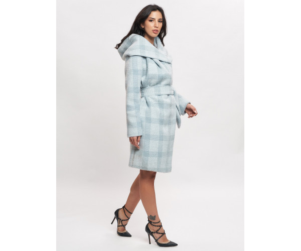 Пальто зимнее женское голубого цвета 4017Gl