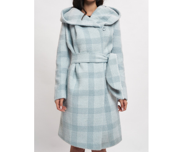 Пальто зимнее женское голубого цвета 4017Gl