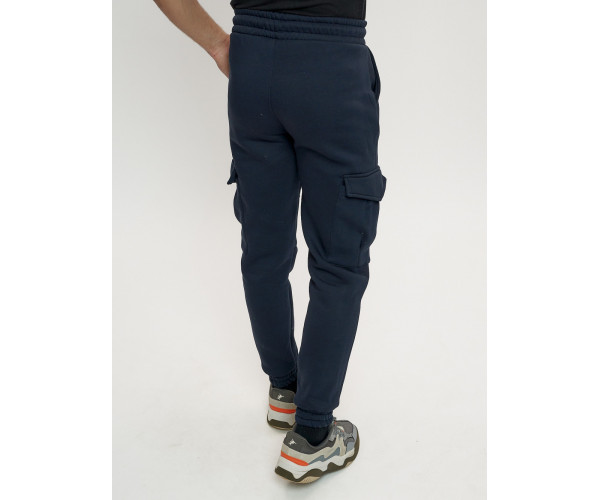 Брюки джоггеры с начесом мужские зимние темно-синего цвета 1095TS