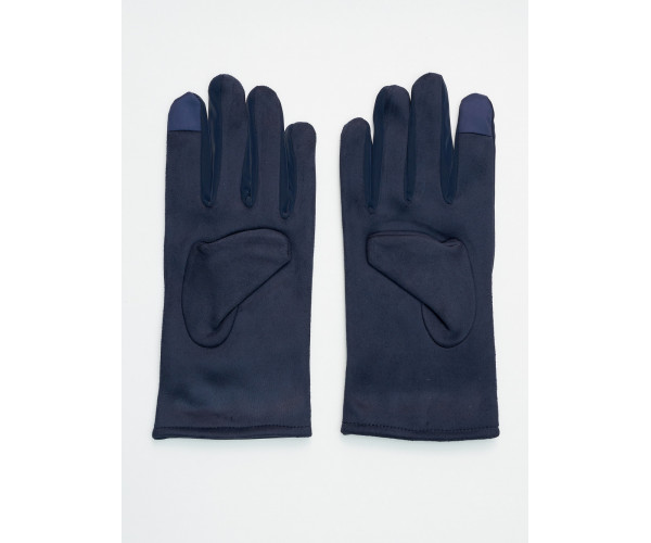 Классические перчатки зимние мужские темно-синего цвета 603TS