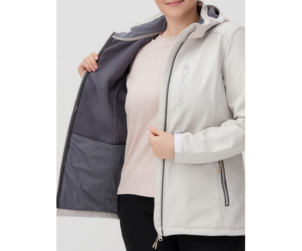 Женский осенний весенний костюм спортивный из ткани softshell большого размера бежевого цвета 02031-1B