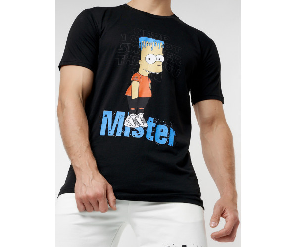Мужские футболки с принтом черного цвета 221418Ch