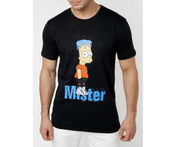 Мужские футболки с принтом черного цвета 221418Ch