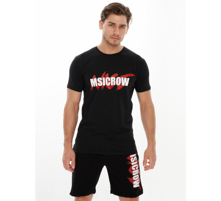 Костюм шорты и футболка черного цвета 221007Ch