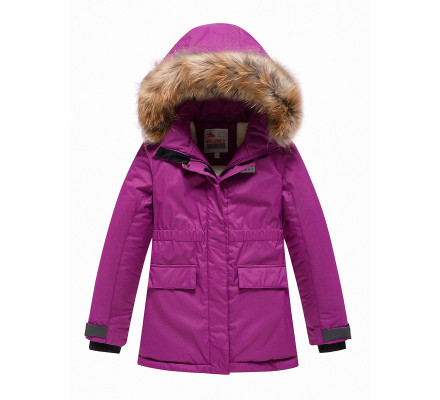 Парка зимняя Valianly для девочки фиолетового цвета 9034F
