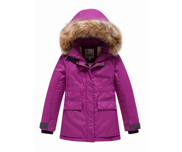 Парка зимняя Valianly для девочки фиолетового цвета 9034F