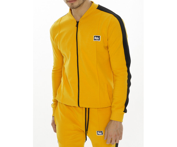 Трикотажный спортивный костюм горчичного цвета 9152G